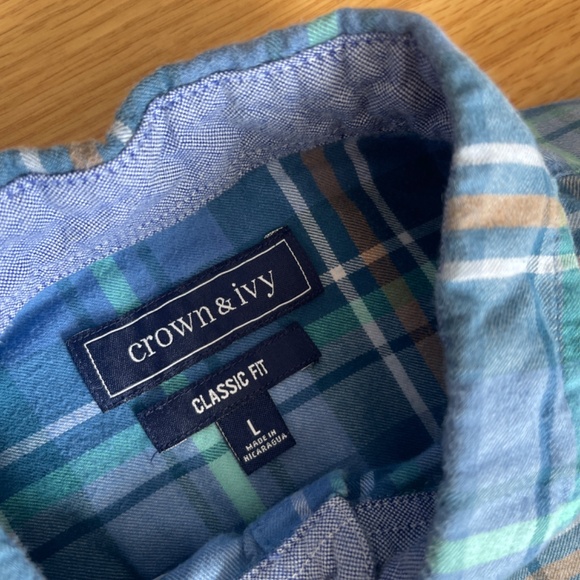 Men’s Crown & Ivy Classic Fit Long Sleeve Flannel Button Down Shirt Size Large - Picture 4 of 6